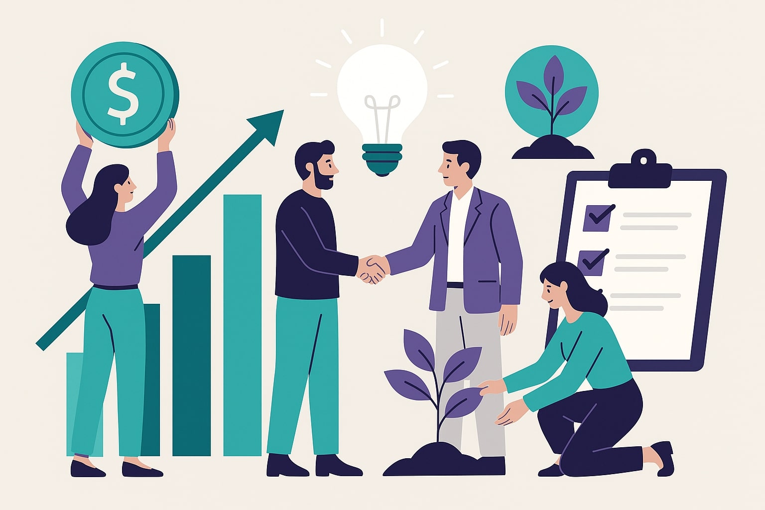 Ilustración de rentabilidad y acuerdos de inversión financiera Fimaki